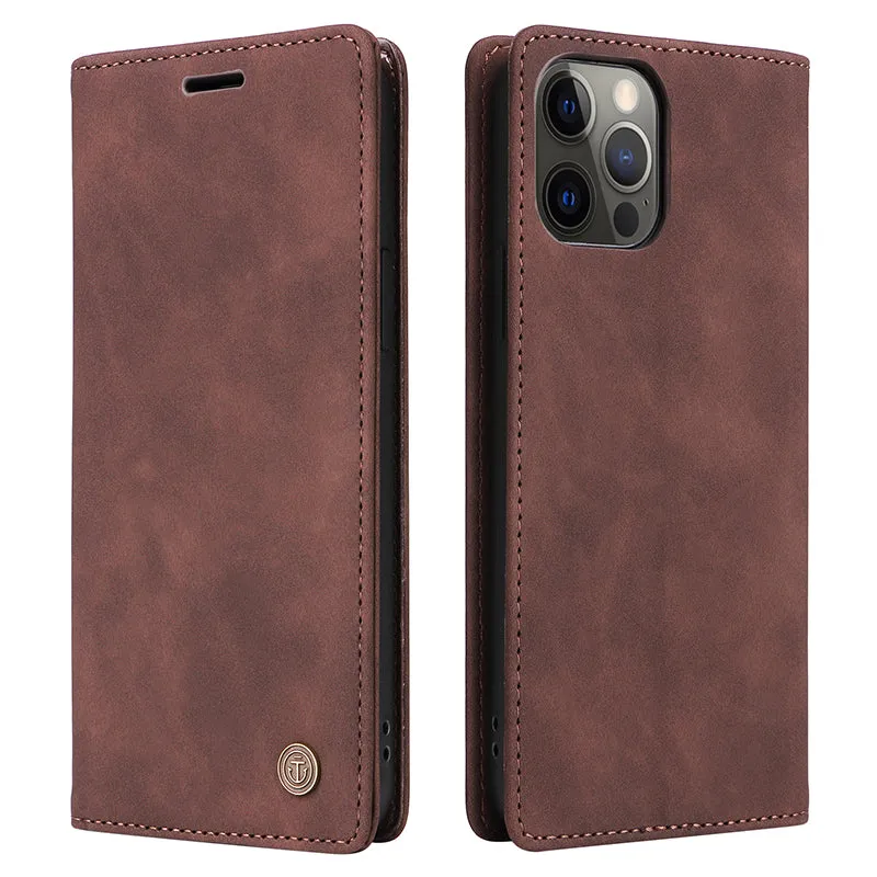 006 Series For iPhone 15 Pro Case PU Leather Phone Cover with Wallet Stand