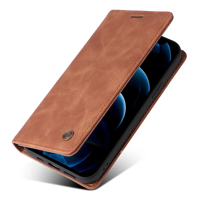 006 Series For iPhone 15 Pro Case PU Leather Phone Cover with Wallet Stand