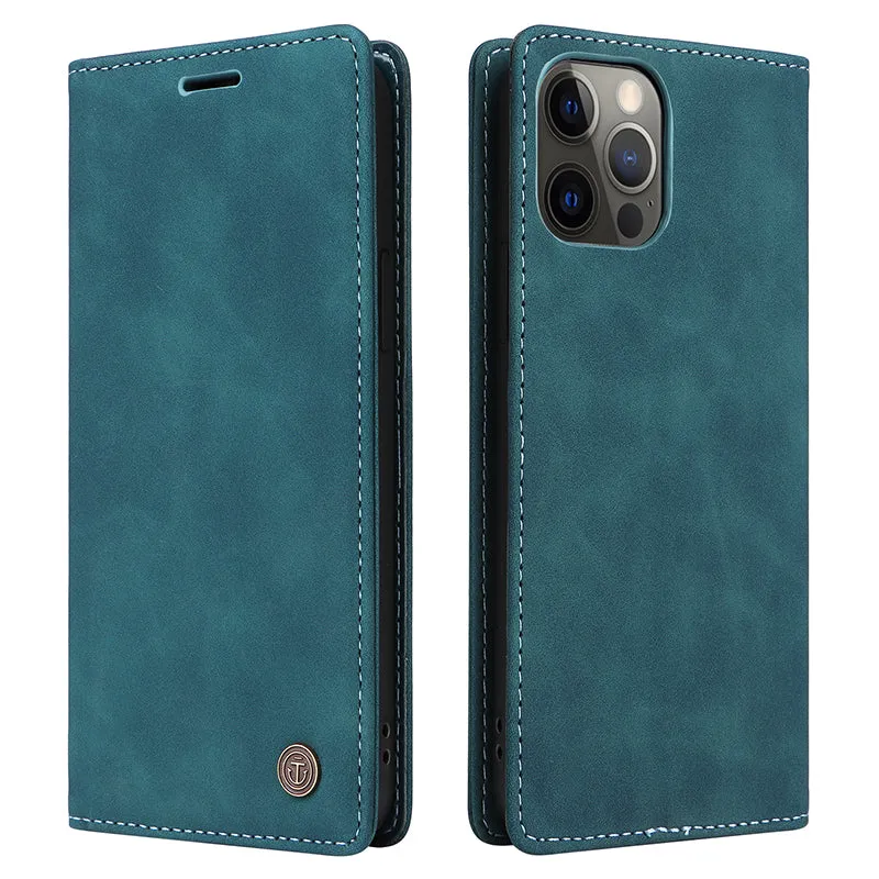 006 Series For iPhone 15 Pro Case PU Leather Phone Cover with Wallet Stand