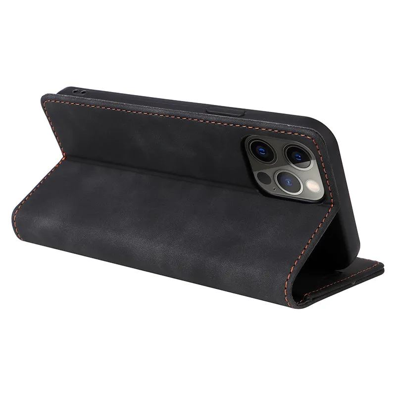 006 Series For iPhone 15 Pro Case PU Leather Phone Cover with Wallet Stand