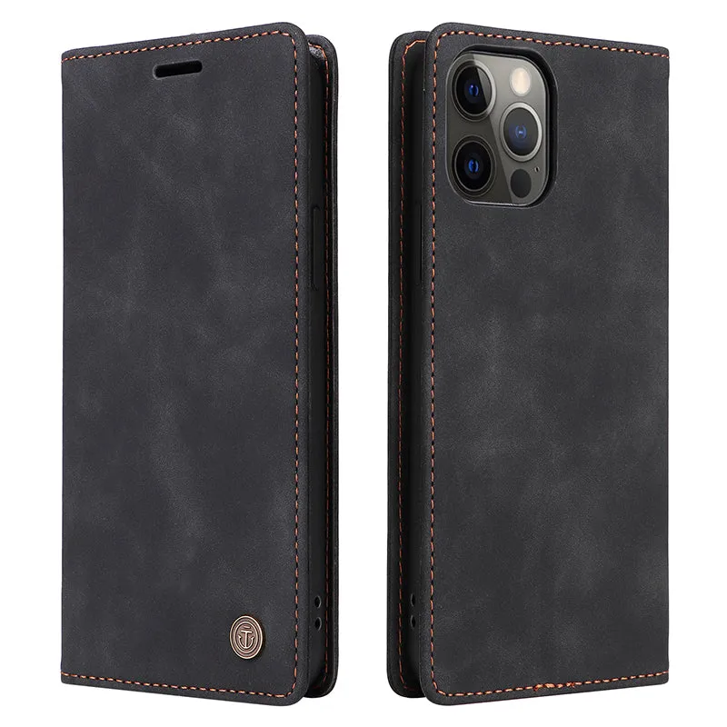 006 Series For iPhone 15 Pro Case PU Leather Phone Cover with Wallet Stand