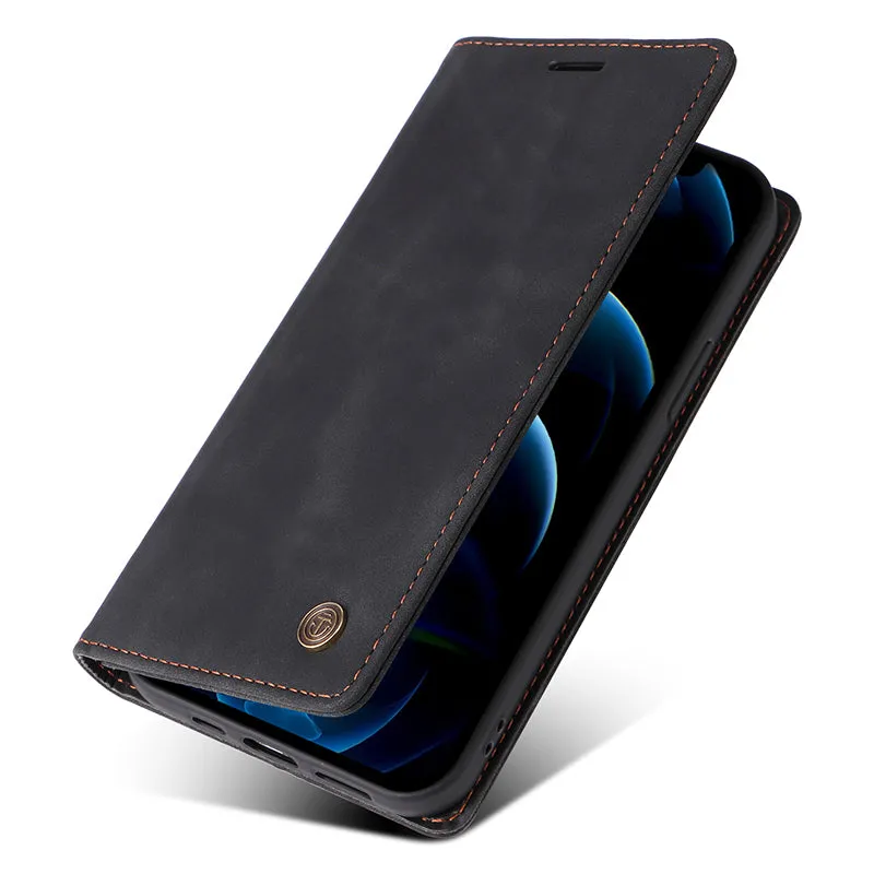 006 Series For iPhone 15 Pro Case PU Leather Phone Cover with Wallet Stand