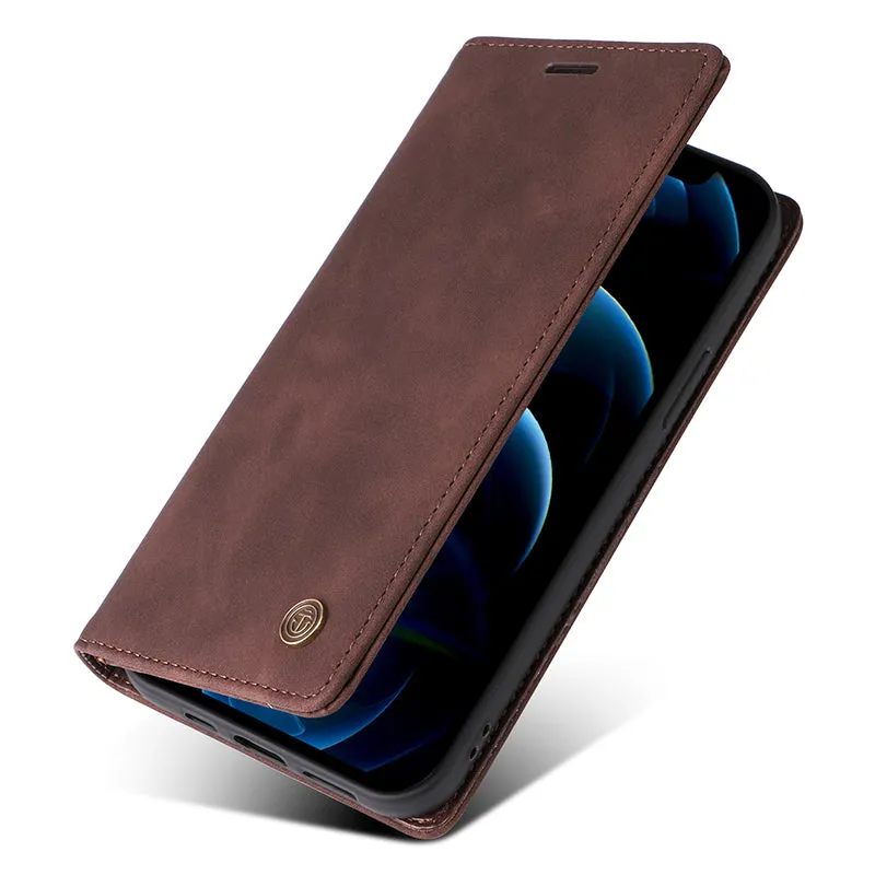 006 Series For iPhone 15 Pro Case PU Leather Phone Cover with Wallet Stand