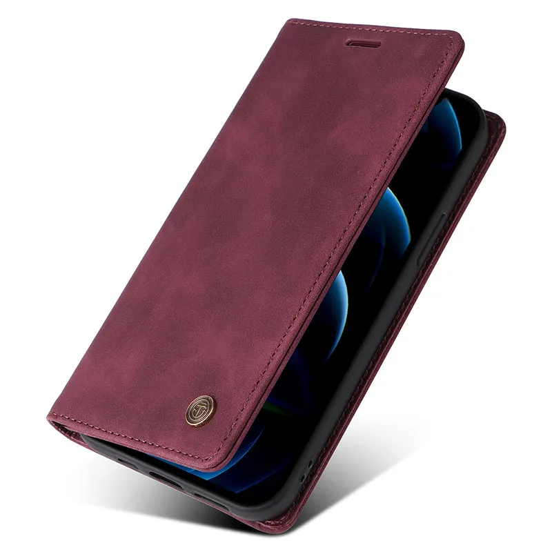 006 Series For iPhone 15 Pro Case PU Leather Phone Cover with Wallet Stand