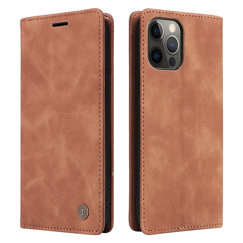 006 Series For iPhone 15 Pro Case PU Leather Phone Cover with Wallet Stand