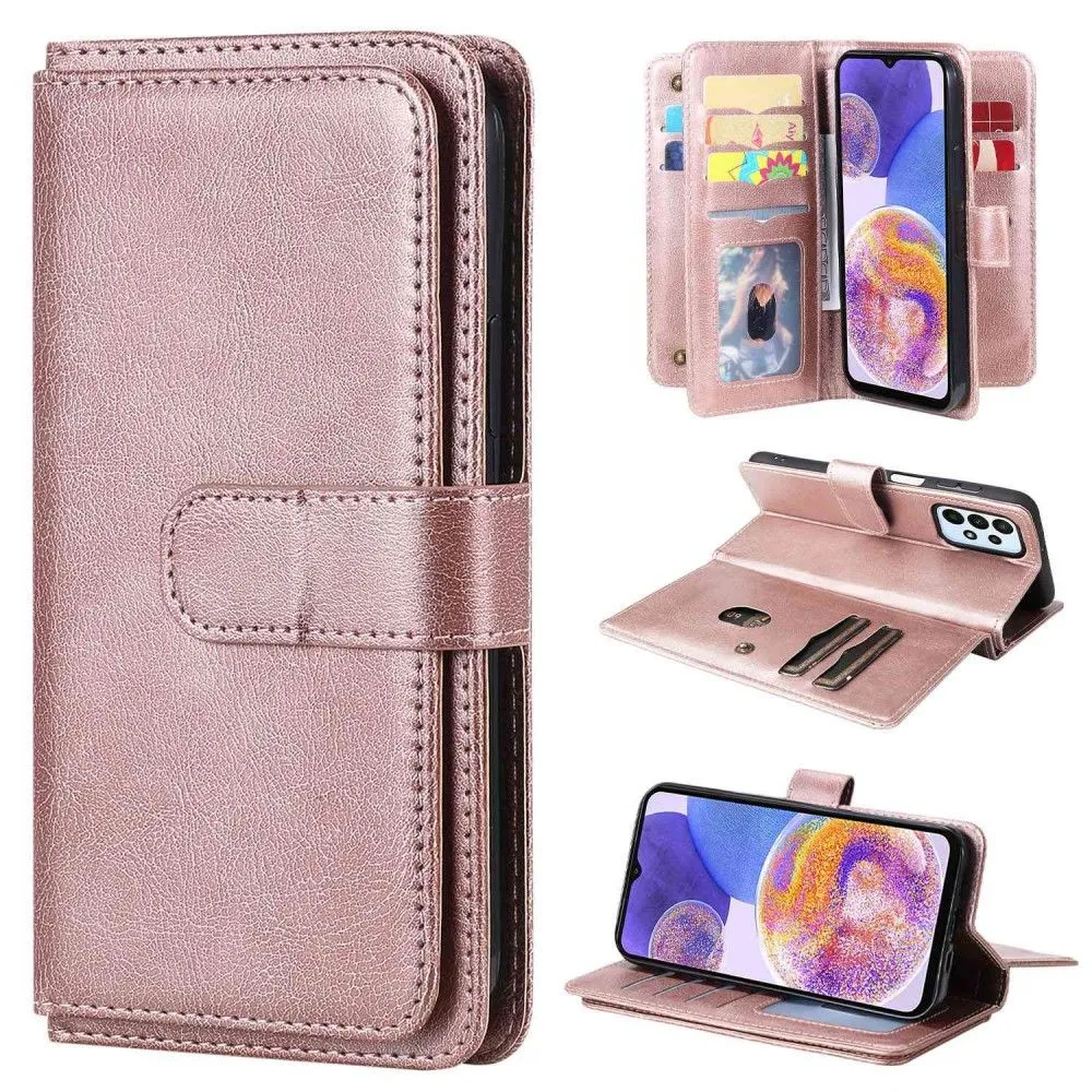 10-slot wallet case for Samsung Galaxy A23 - Rose Gold