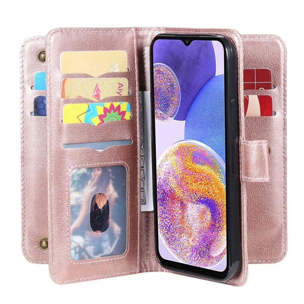 10-slot wallet case for Samsung Galaxy A23 - Rose Gold