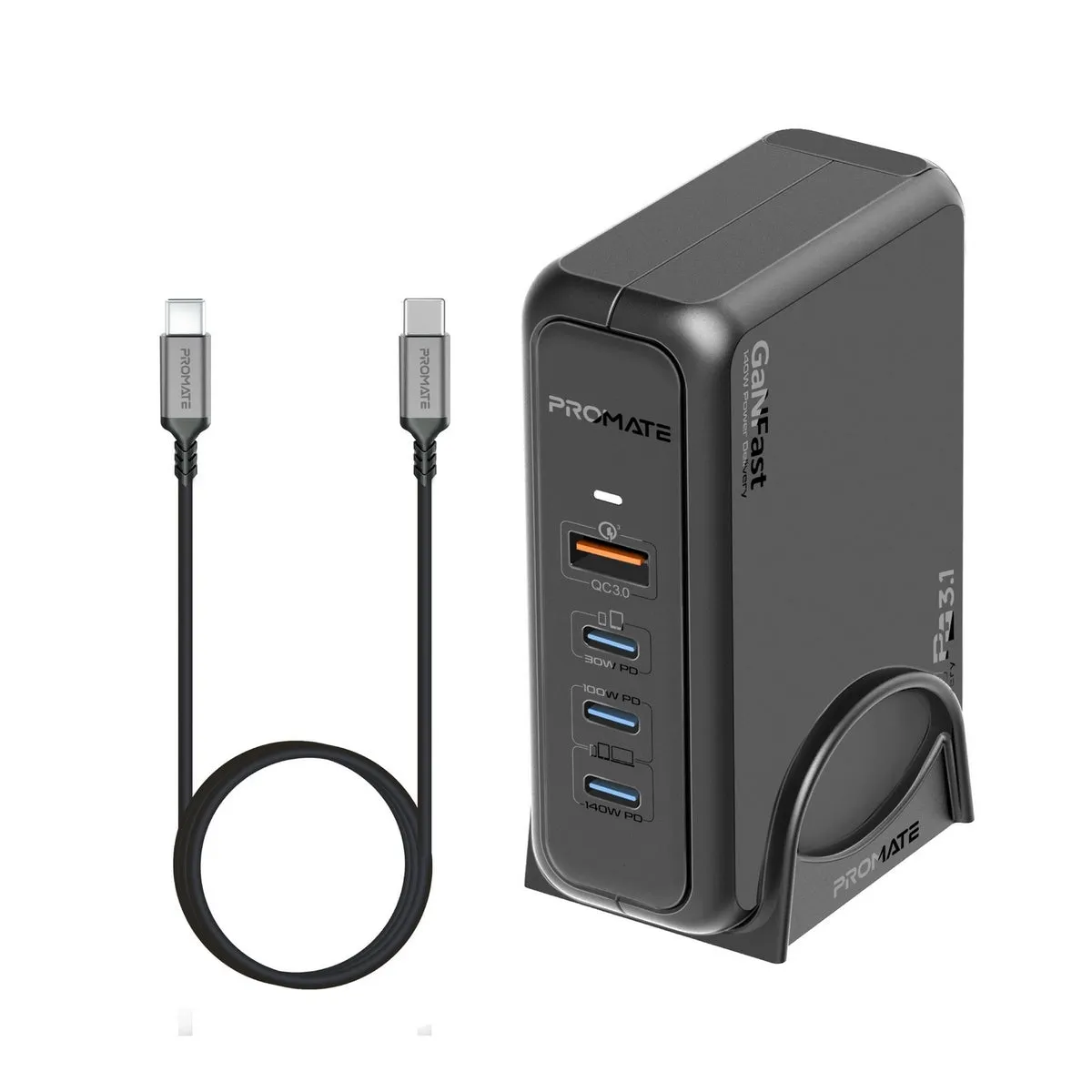 140W Super-Speed GaNFast™ Charging Station with Power Delivery 3.1 & Quick Charge 3.0