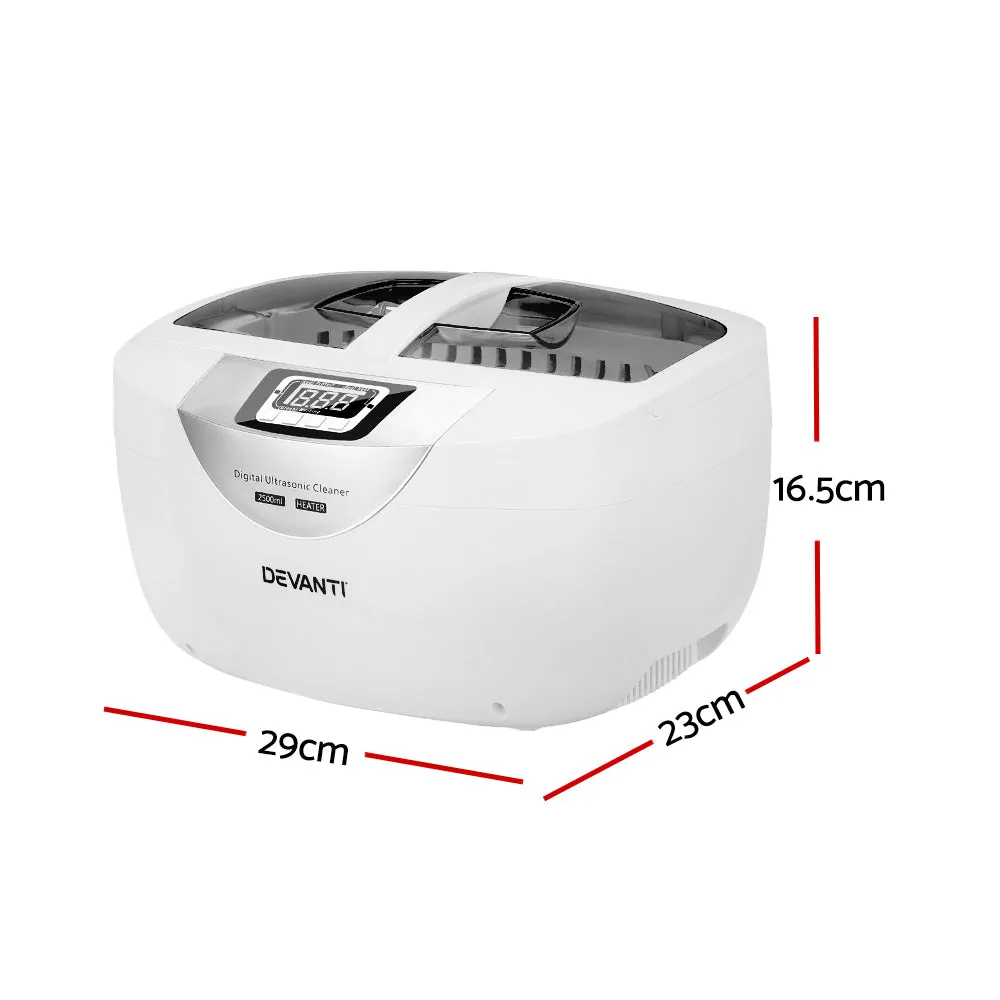 2500ml Ultrasonic Cleaner LCD Display 70W Heating - Devanti