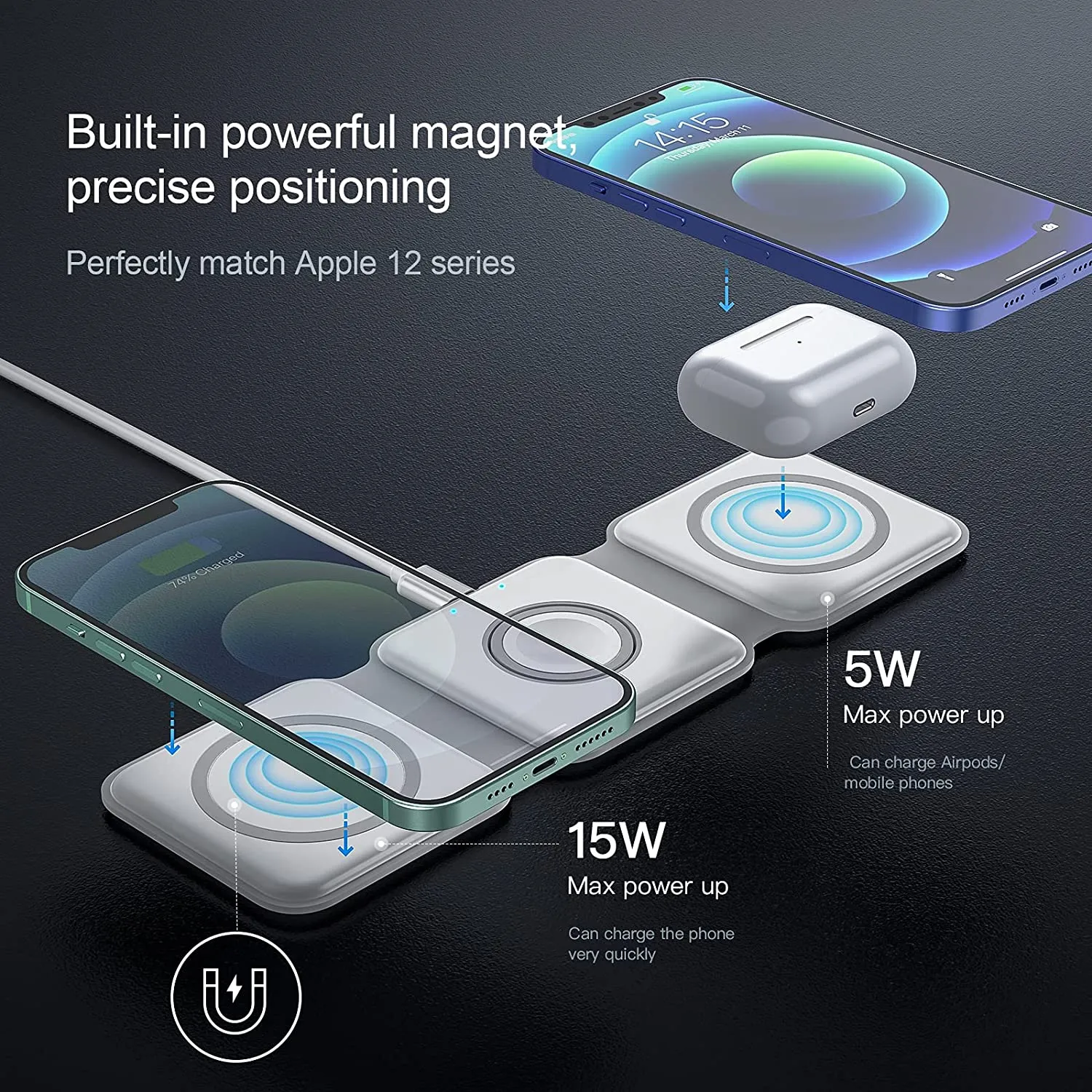 3 in 1 Foldable Magnetic Wireless Charger