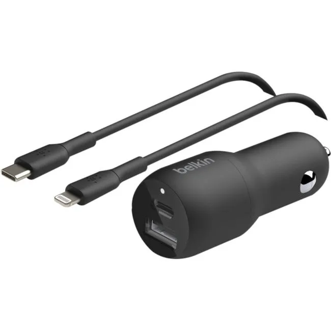 37W Usb Pd Car Charger W/ Pps, Bk W/Pvc, C-Ltg, 1M