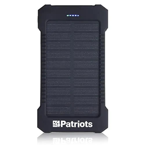 4Patriots Patriot Power Cell: Portable Solar Power Bank, Rechargeable External Battery 2 USB Ports, 8,000 mAh Lithium Polymer Battery, LED Flashlight, Great for Hiking or Emergencies