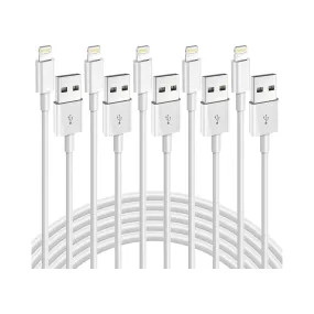 5-Pack Apple MFi Certified USB Lightning iPhone Charger Cable