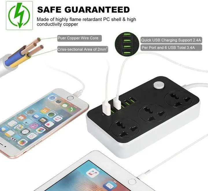 6 USB Universal Power Strip