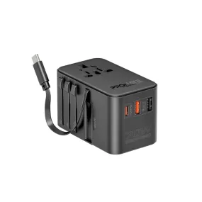 70W GaN Travel Adapter with Retractable Built-in USB-C Cable