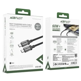 Ace Fast Cable Charging Type C 3, 60Watts, Black