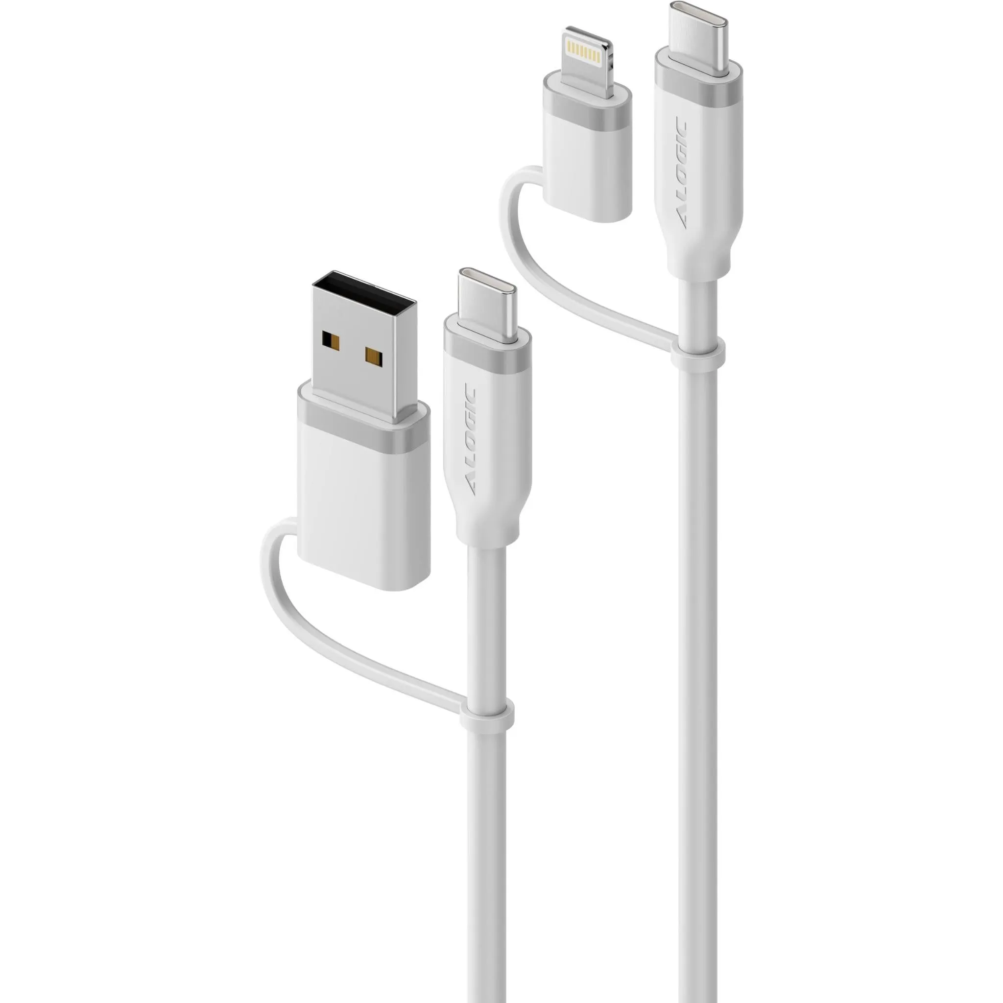 ALOGIC Elements Silicone Archer 4-in-1 100W USB 2.0 Cable 1.5m (White)