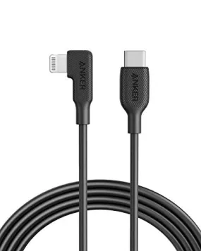 Anker USB-C to 90 Degree Lightning Cable (3 ft), MFi Certified, Supports Power Delivery for iPhone SE / 11 Pro/X/XS/XR / 8 Plus/AirPods Pro, iPad 8, iPod Touch, and More(Black)