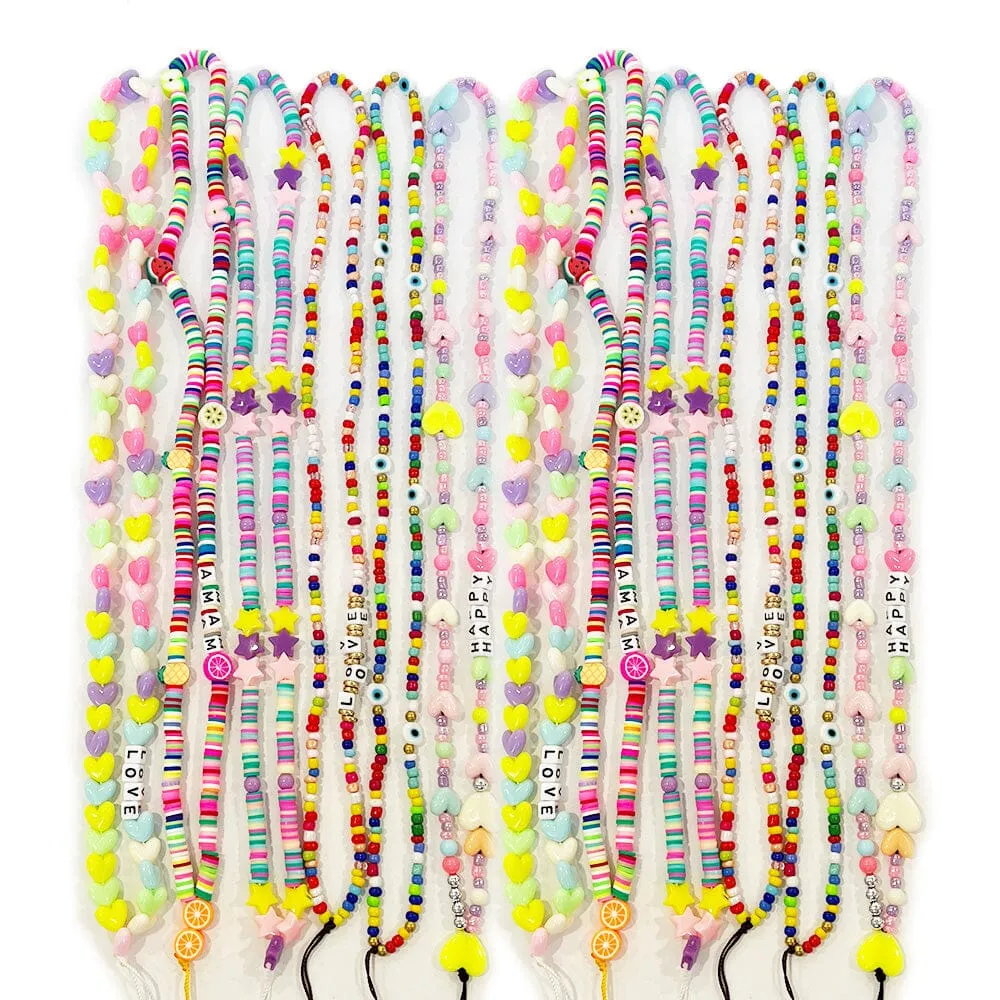 Assorted Multipurpose Beaded Necklace Lanyard Phone Charm (12 units)