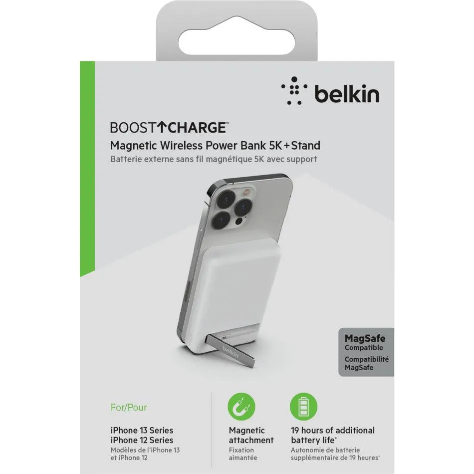 Belkin BoostUp Charge Magnetic Wireless Power Bank 5K   Stand (White)