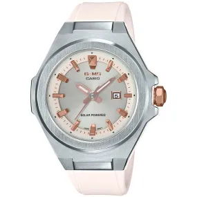 Casio Women's Quartz Watch - G-Shock Silver and Cream Dial Cream Strap | MSGS500-7A