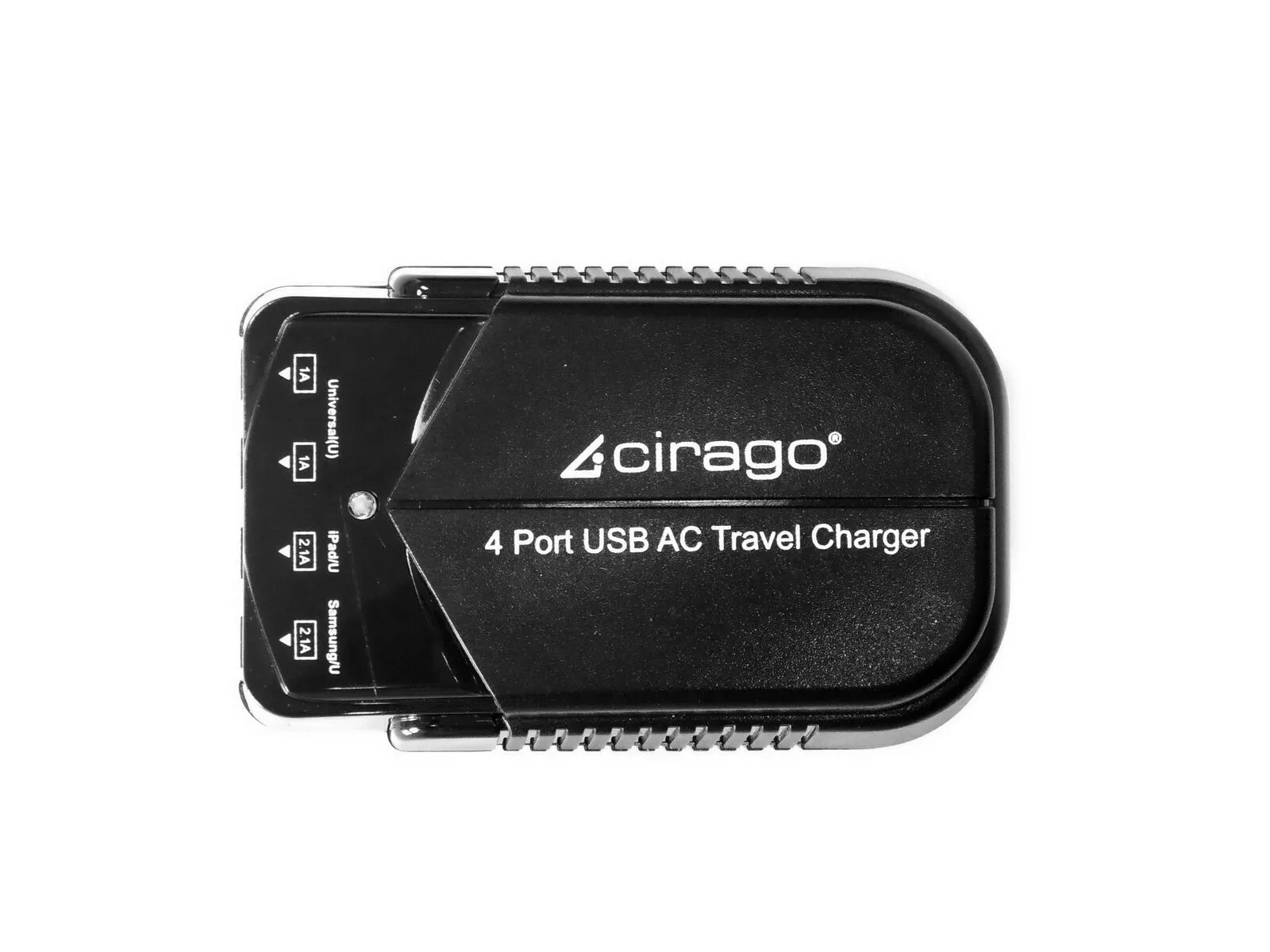 Cirago 4 USB Ports Portable Wall Charger Home & Travel Size 5V AC Adapter, Black