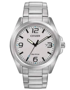 Citizen Eco-Drive Mens Chandler Watch - White Dial - Stainless Steel - Date