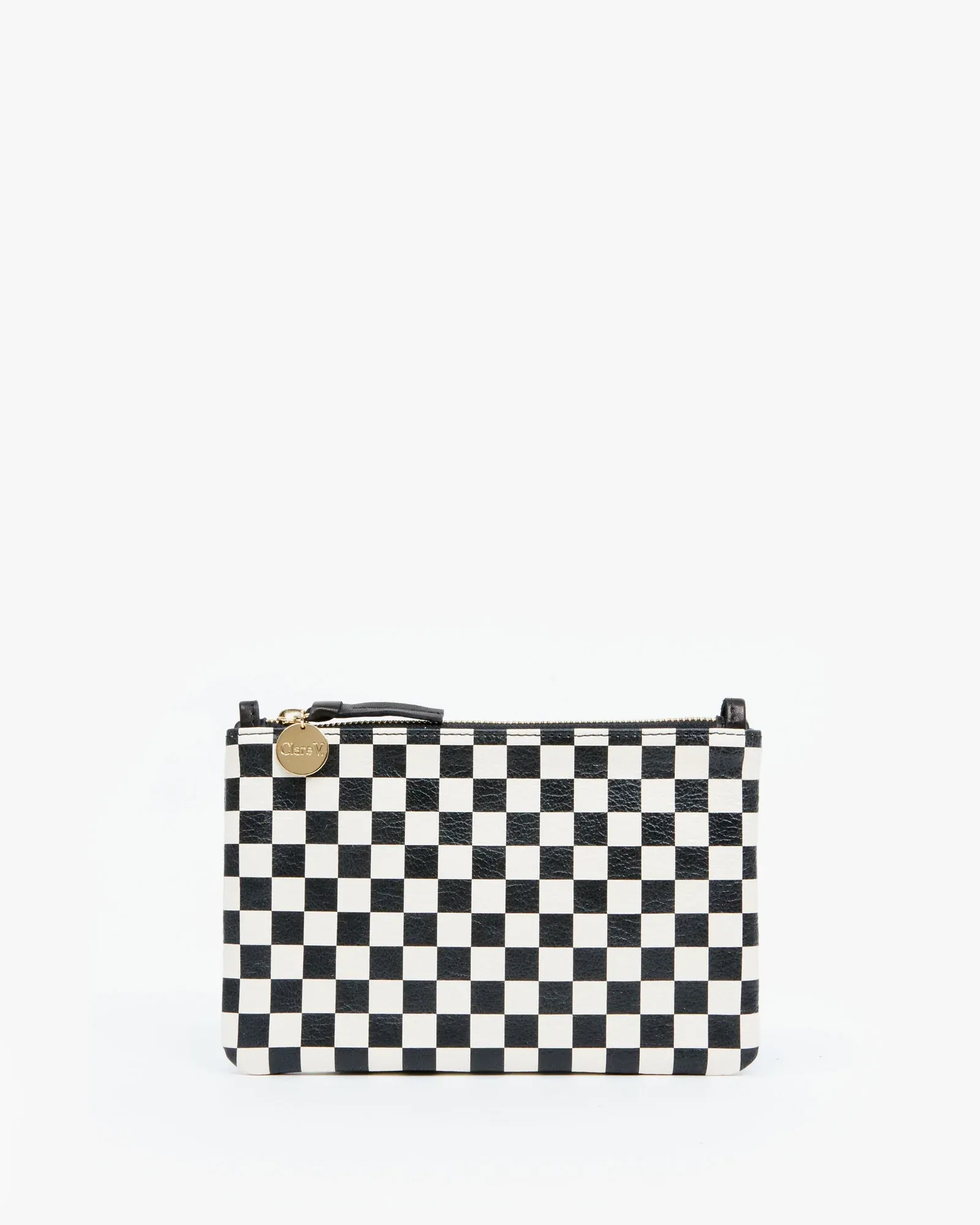 Clare V. - Wallet Clutch with Tabs in Cream Goat with Black Checkers