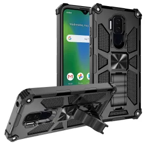 Cricket Influence Case/AT&T Maestro Plus Case [Military Grade] Ring Car Mount Kickstand Hybrid Hard PC Soft TPU Shockproof Protective Case - Black