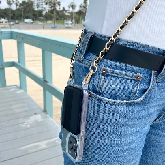 Crossbody Phone Case - Rialto (Vegan Leather & Gold Chain)