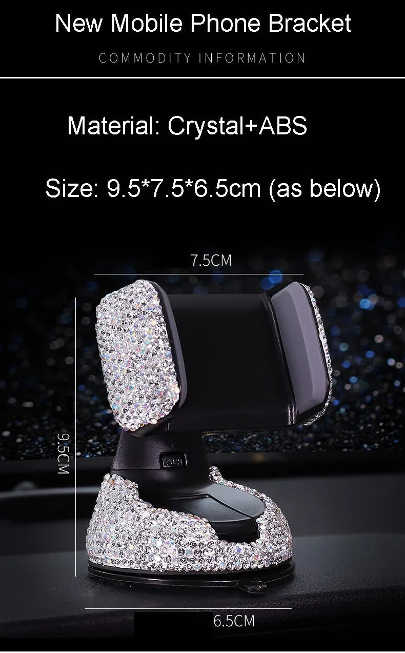 Crystal Rhinestones 360 Degree Car Phone Holder for Car Dashboard Auto Windows and Air Vent