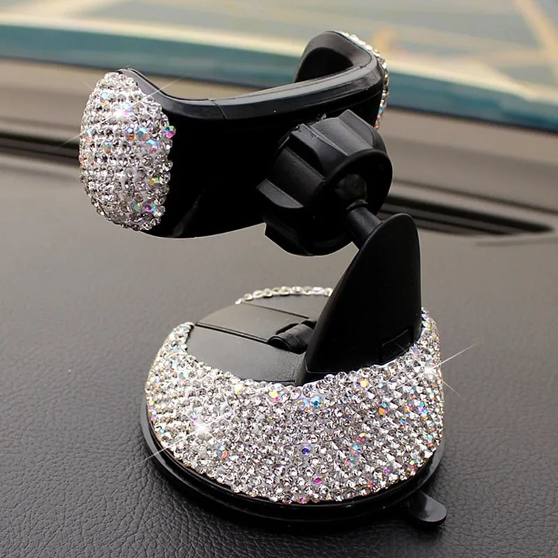 Crystal Rhinestones 360 Degree Car Phone Holder for Car Dashboard Auto Windows and Air Vent