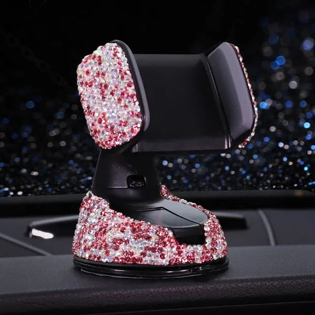 Crystal Rhinestones 360 Degree Car Phone Holder for Car Dashboard Auto Windows and Air Vent