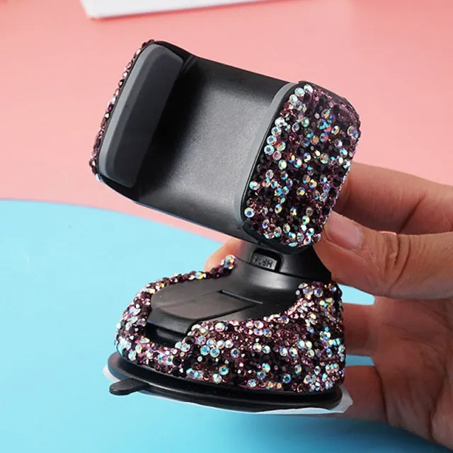 Crystal Rhinestones 360 Degree Car Phone Holder for Car Dashboard Auto Windows and Air Vent