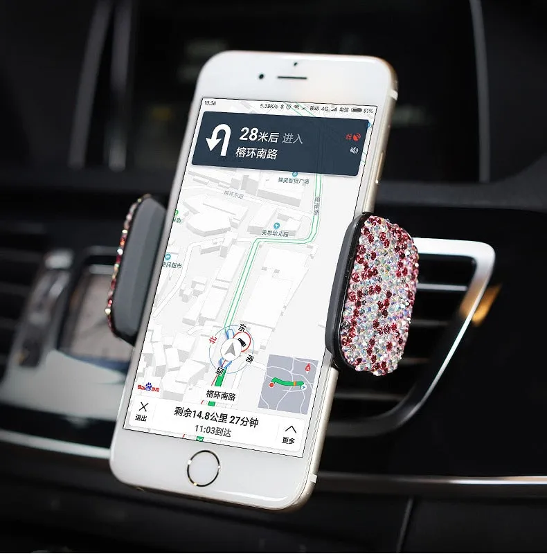 Crystal Rhinestones 360 Degree Car Phone Holder for Car Dashboard Auto Windows and Air Vent