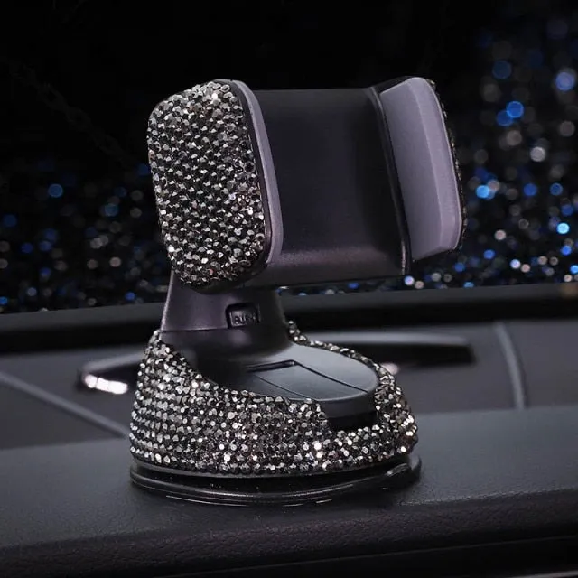 Crystal Rhinestones 360 Degree Car Phone Holder for Car Dashboard Auto Windows and Air Vent