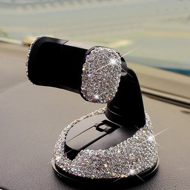 Crystal Rhinestones 360 Degree Car Phone Holder for Car Dashboard Auto Windows and Air Vent