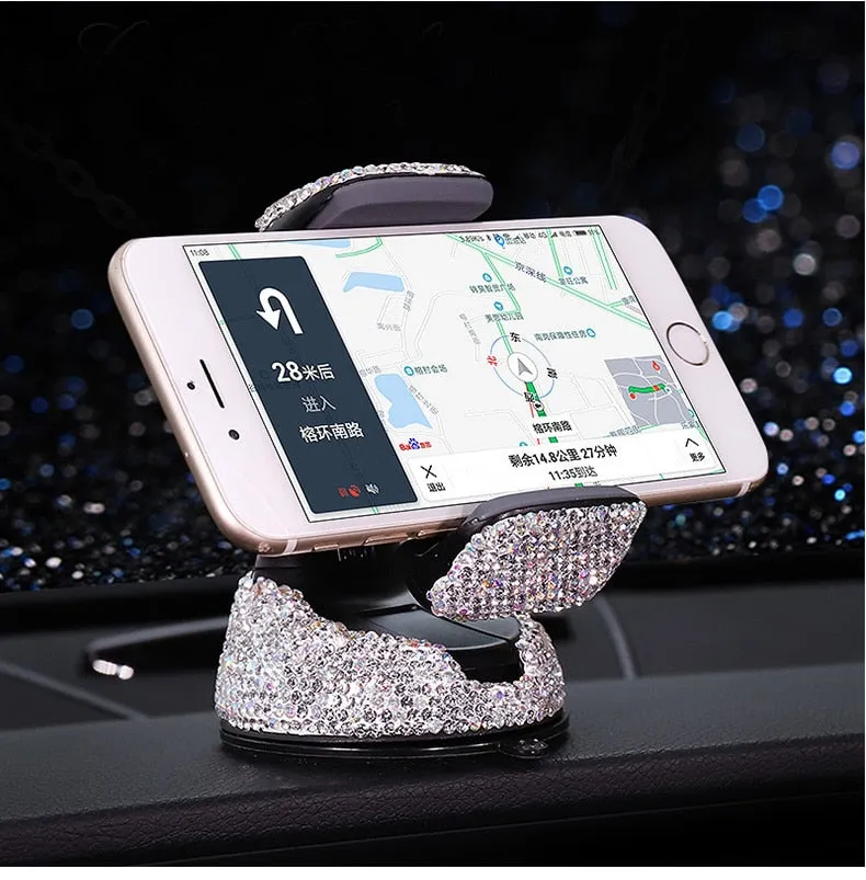 Crystal Rhinestones 360 Degree Car Phone Holder for Car Dashboard Auto Windows and Air Vent