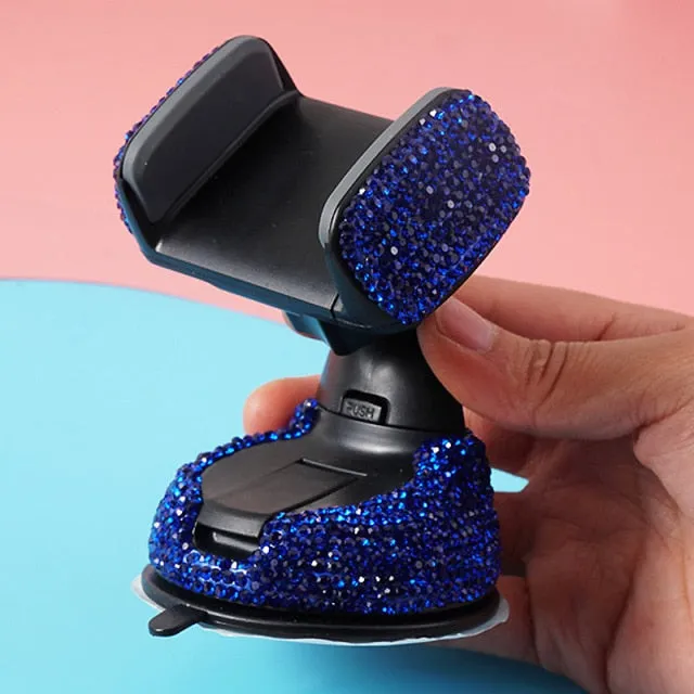 Crystal Rhinestones 360 Degree Car Phone Holder for Car Dashboard Auto Windows and Air Vent