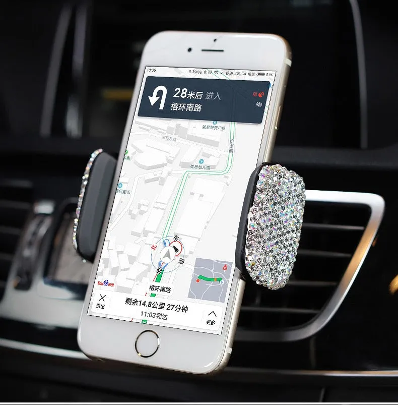 Crystal Rhinestones 360 Degree Car Phone Holder for Car Dashboard Auto Windows and Air Vent