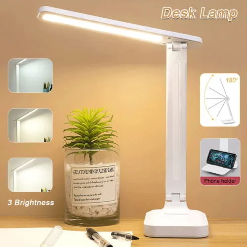 Dimmable Touch LED Desk Lamp, USB, Foldable, Adjustable, ABS