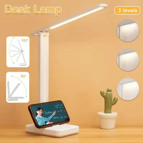 Dimmable Touch LED Desk Lamp, USB, Foldable, Adjustable, ABS