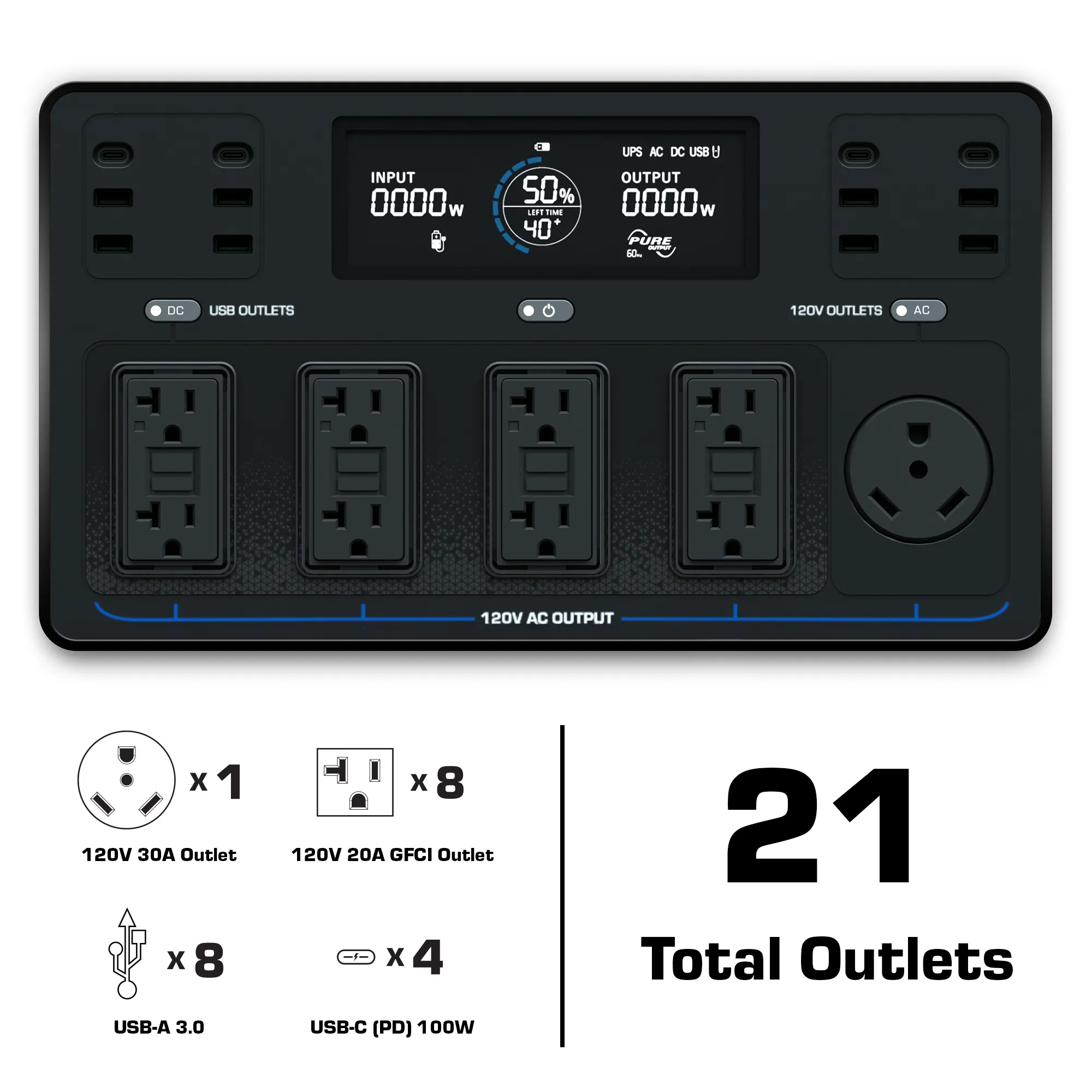 DuroMax XP2000PX 2000 Watt 1843 Wh LiFePO4 Portable Battery Backup Power Station