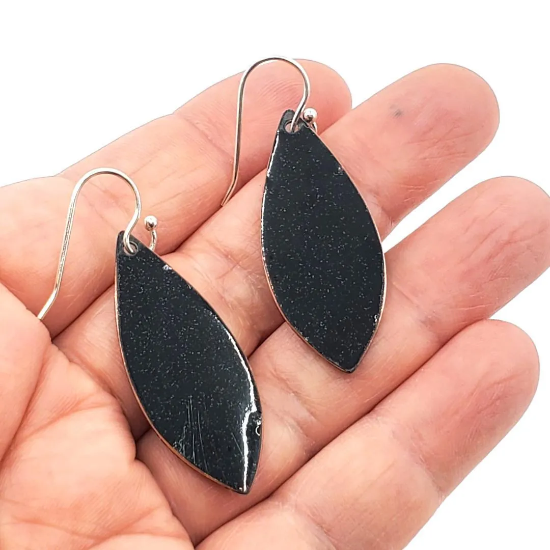 Earrings - Long Leaf Anemone Floral (Deep Gray) by Magpie Mouse Studios