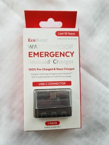 ECOXGEAR EcoBoost USB-C Cell Phone / Android Charger w/10-Year Battery