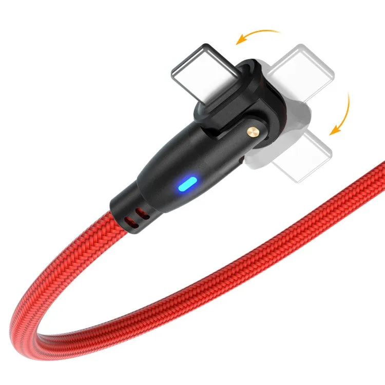 Enkay - (1m) 2.1A USB A to Lightning Charging Cable 180° Nylon Data Cable with LED - Red