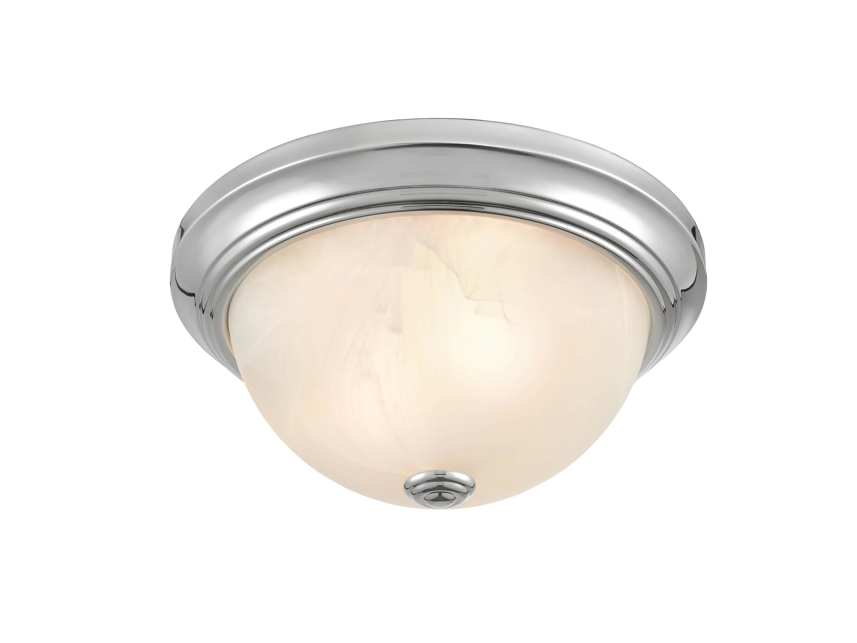 Flush Mount Fixture - Chrome - Faux Alabaster Glass - 11in. Diameter - E26 Medium Base