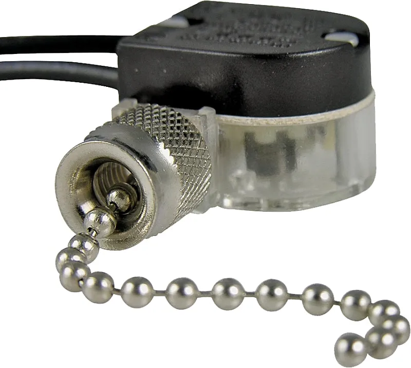 Gardner Bender GSW-31 Pull Chain Switch, SPST, Lead Wire Terminal, 3/6 A, 125/250 V, Functions: ON/OFF, Nickel :CD 1: QUANTITY: 1