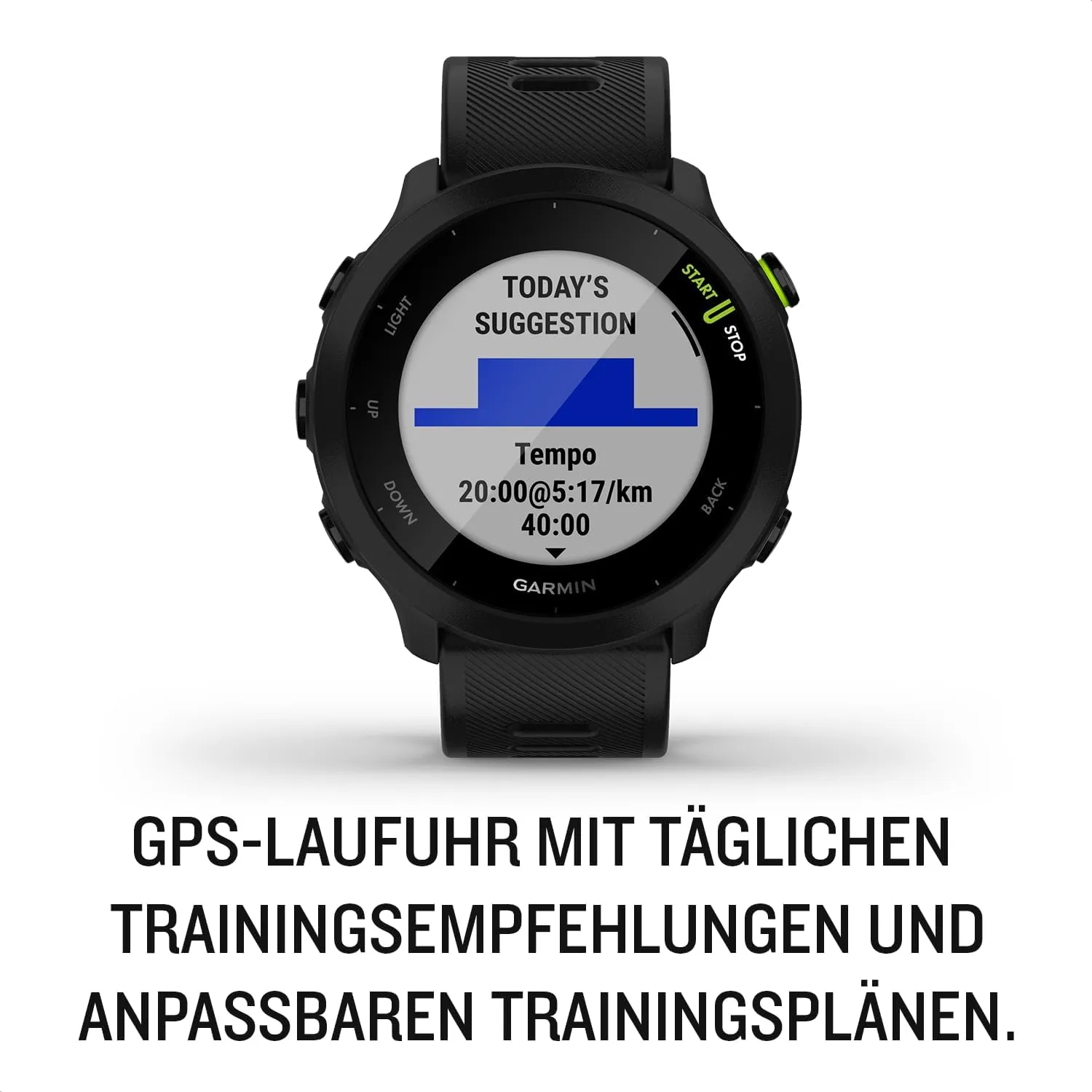 Garmin Forerunner 55 GPS Running Smartwatch - Lightweight, Training Guidance, Safety Features, Black