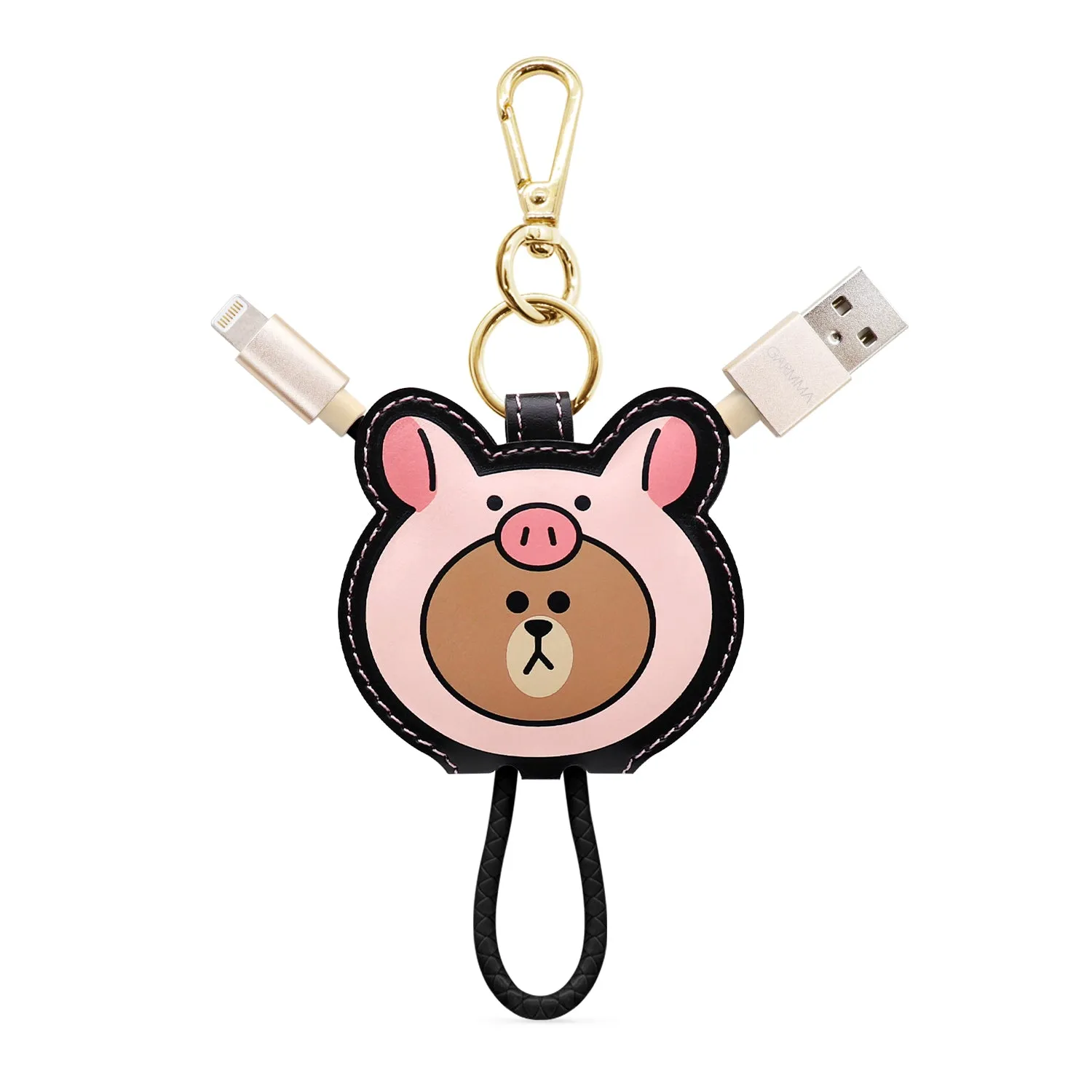 GARMMA Line Friends Apple MFI Certified Key Chain Leather USB Lightning Cable